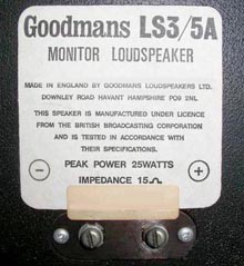 picture: Goodmans LS3/5A old terminals